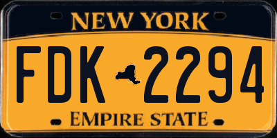 NY license plate FDK2294