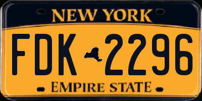 NY license plate FDK2296