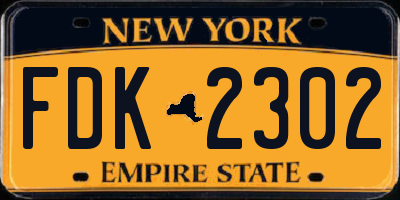 NY license plate FDK2302