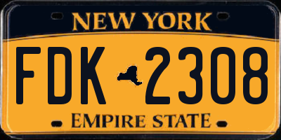 NY license plate FDK2308
