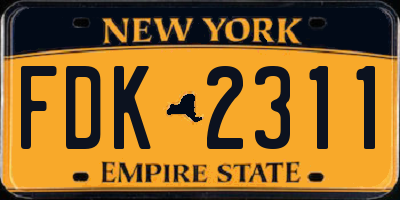 NY license plate FDK2311