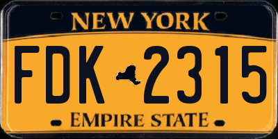 NY license plate FDK2315