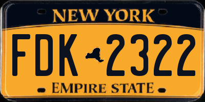 NY license plate FDK2322