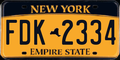 NY license plate FDK2334