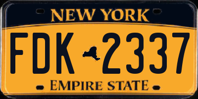 NY license plate FDK2337