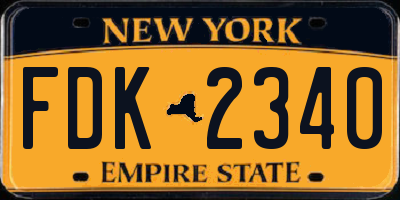 NY license plate FDK2340