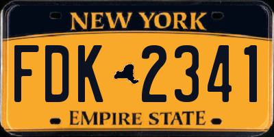 NY license plate FDK2341