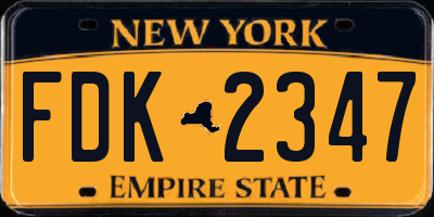 NY license plate FDK2347