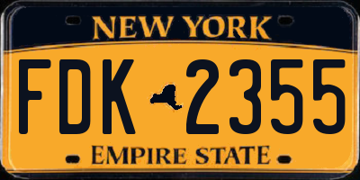 NY license plate FDK2355