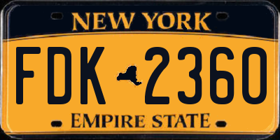 NY license plate FDK2360