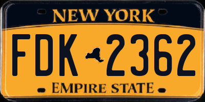 NY license plate FDK2362