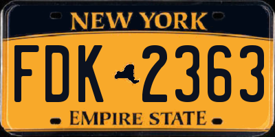 NY license plate FDK2363