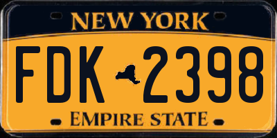 NY license plate FDK2398