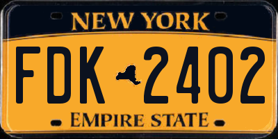 NY license plate FDK2402