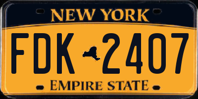 NY license plate FDK2407