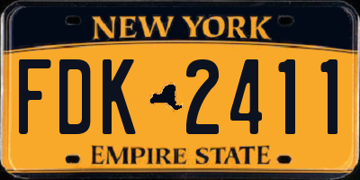 NY license plate FDK2411