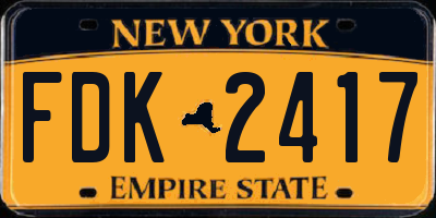 NY license plate FDK2417