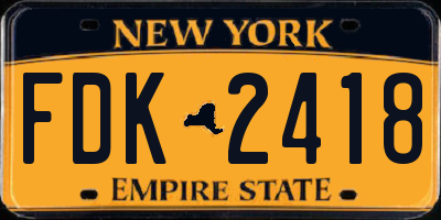 NY license plate FDK2418