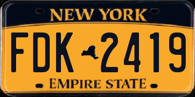 NY license plate FDK2419