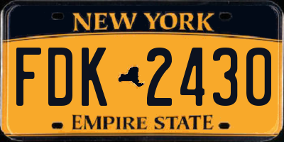 NY license plate FDK2430