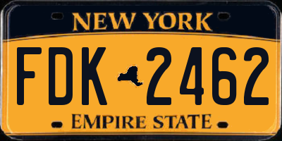 NY license plate FDK2462