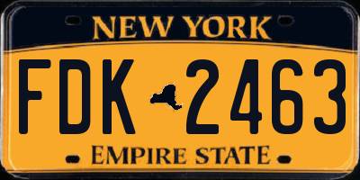 NY license plate FDK2463