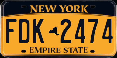NY license plate FDK2474