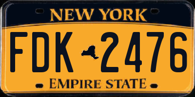 NY license plate FDK2476