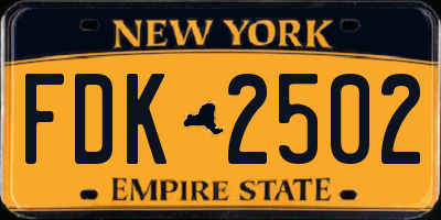 NY license plate FDK2502