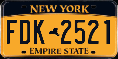 NY license plate FDK2521