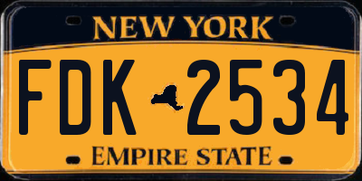 NY license plate FDK2534