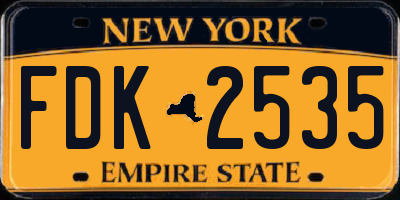 NY license plate FDK2535