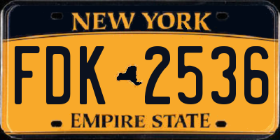 NY license plate FDK2536