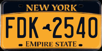 NY license plate FDK2540