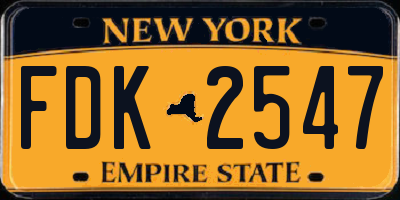 NY license plate FDK2547