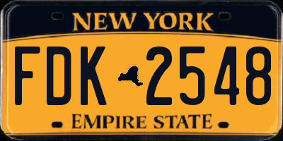 NY license plate FDK2548