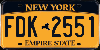 NY license plate FDK2551