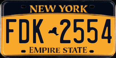 NY license plate FDK2554