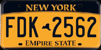 NY license plate FDK2562