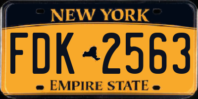 NY license plate FDK2563