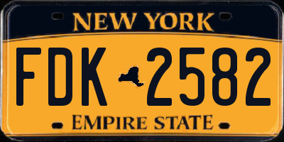 NY license plate FDK2582