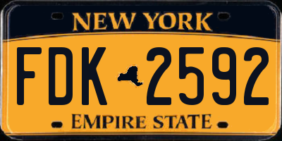 NY license plate FDK2592