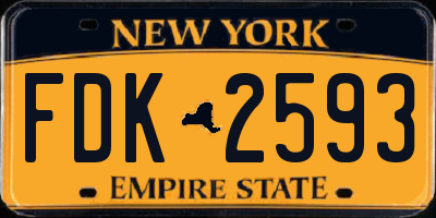 NY license plate FDK2593