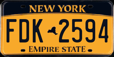 NY license plate FDK2594