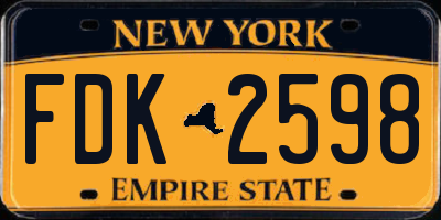 NY license plate FDK2598