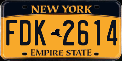 NY license plate FDK2614