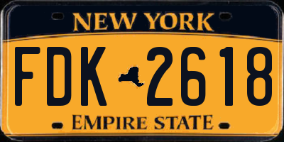 NY license plate FDK2618