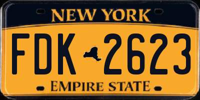 NY license plate FDK2623
