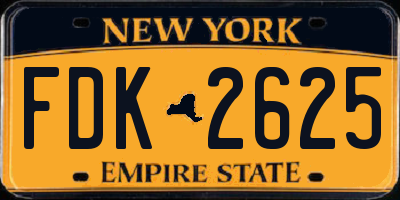NY license plate FDK2625