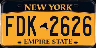 NY license plate FDK2626